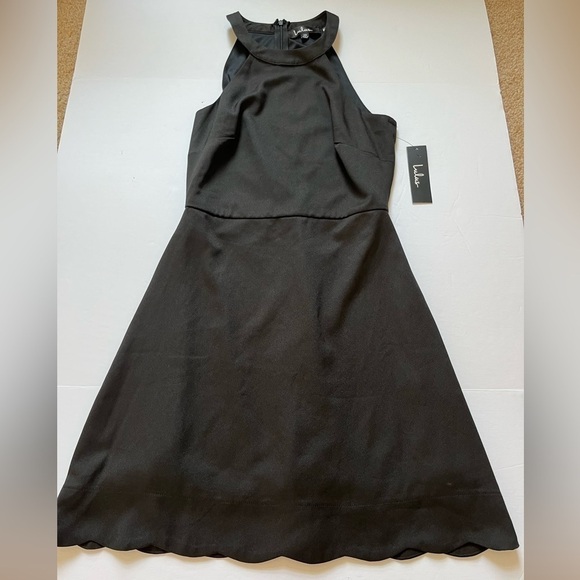Lulus Black Halter Scalloped Bottom Short Dress Size XS New - Picture 1 of 11